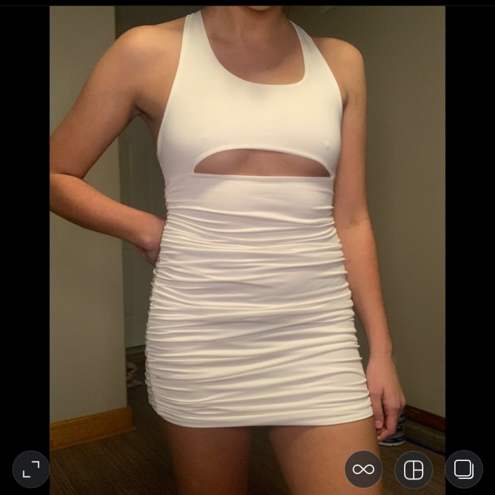 White Ruched Dress - Picture 6 of 6